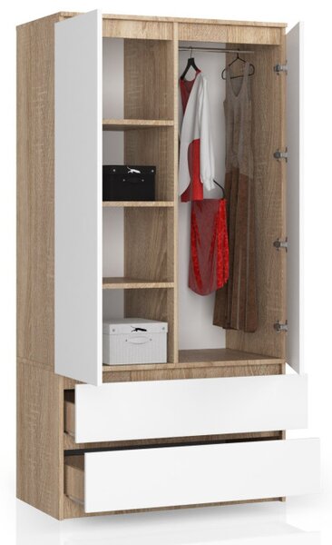 Skriňa S 90 cm 2D 2SZ CLP sonoma / biela