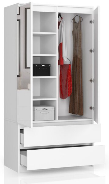 Skriňa S 90 cm 2D 2SZ 2 zrkadlá CLP biela