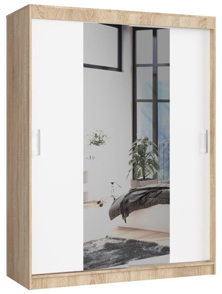 Šatníková skriňa s posuvnými dverami 150 cm CLP sonoma / biela
