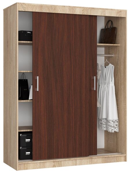 Šatníková skriňa s posuvnými dverami 150 cm CLP mono sonoma / wenge