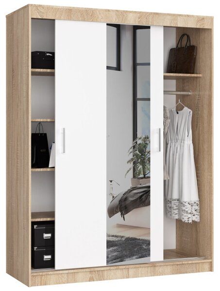 Šatníková skriňa s posuvnými dverami 150 cm CLP sonoma / biela