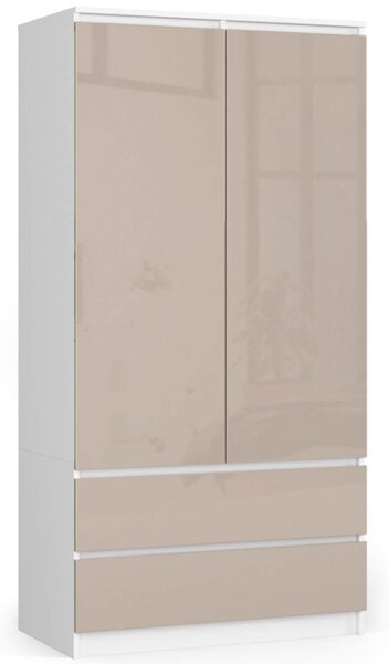 Skriňa S 90 cm 2D 2SZ CLP biela / cappuccino, lesk