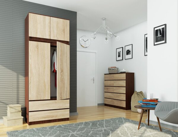 Skriňa s nadstavcom S 90 cm 2D 2SZ CLP wenge / sonoma