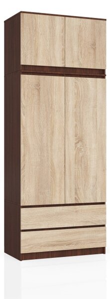 Skriňa s nadstavcom S 90 cm 2D 2SZ CLP wenge / sonoma