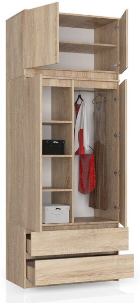 Skriňa s nadstavcom S 90 cm 2D 2SZ CLP dub sonoma