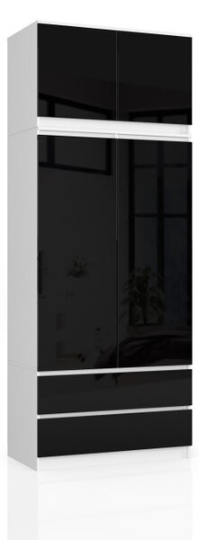 Skriňa s nadstavcom S 90 cm 2D 2SZ CLP čierna, lesk