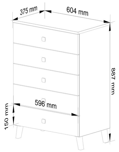 Komoda MOBI K-05 kašmír / zlatá