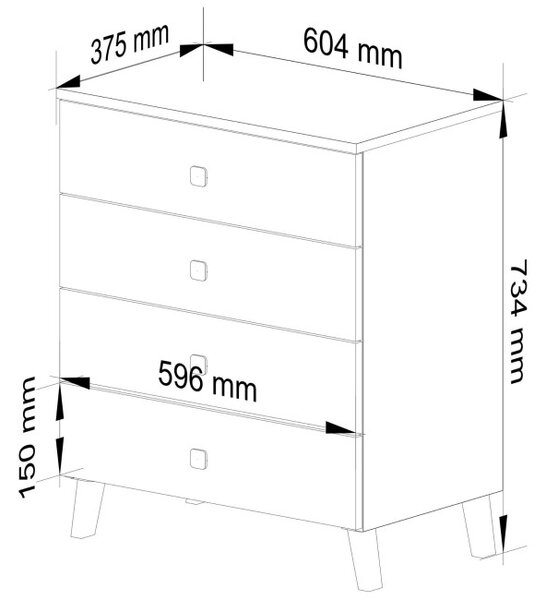Komoda MOBI K-04 kašmír / zlatá
