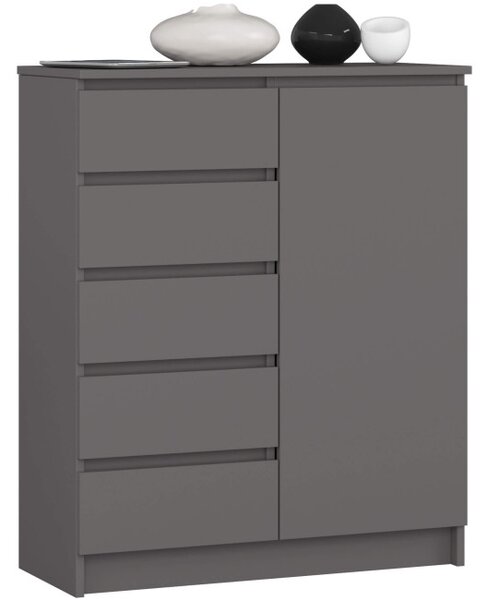 Komoda K80 1D 5SZ PK grafitová / sivá