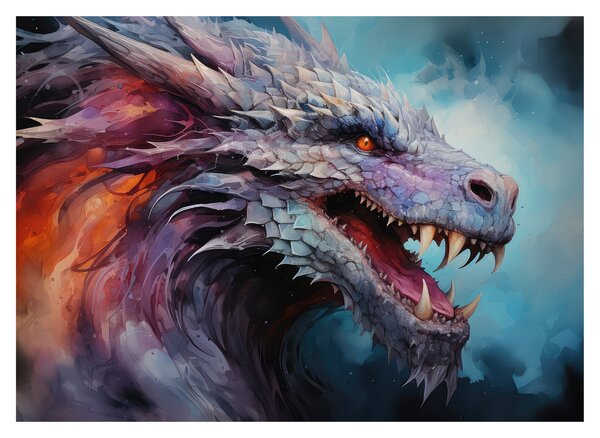 Sklenený obraz - Ilustrácia draka (70x50 cm)