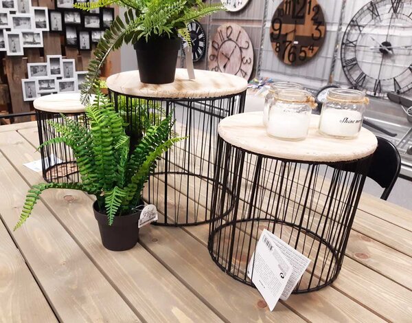 STOJAN NA KVETINÁČ SIA SADA 3KS 29X28 CM+24X23 CM+21X19 CM ČIERNA/HNEDÁ