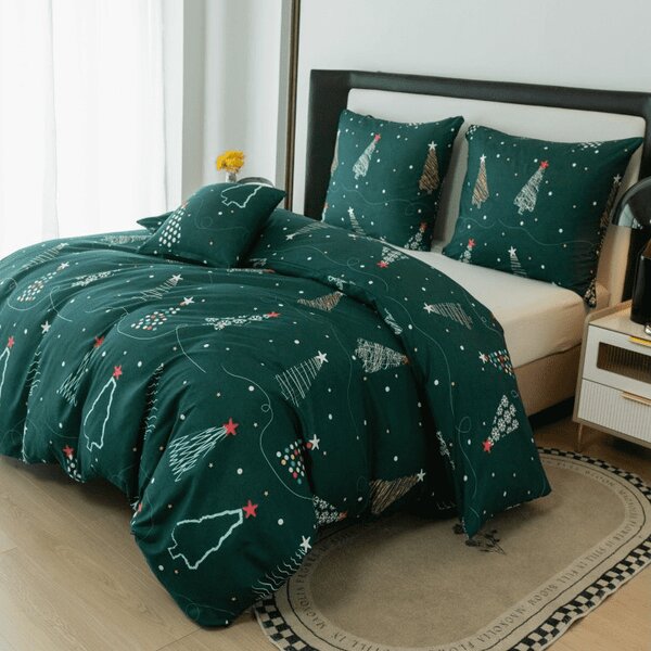 Obliečky z mikrovlákna CHRISTMAS DRIFT zelené Rozmer obliečky: 2 ks 70 x 90 cm | 200 x 220 cm