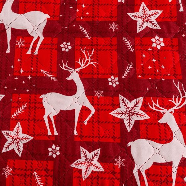 Prehoz na posteľ VELVET CHRISTMAS červený Rozmer: 170 x 210 cm