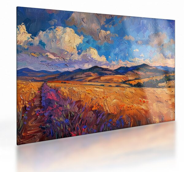 Sklenený obraz - Olejomaľba krajiny (70x50 cm)