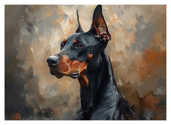Sklenený obraz - Portrét Dobermana (70x50 cm)