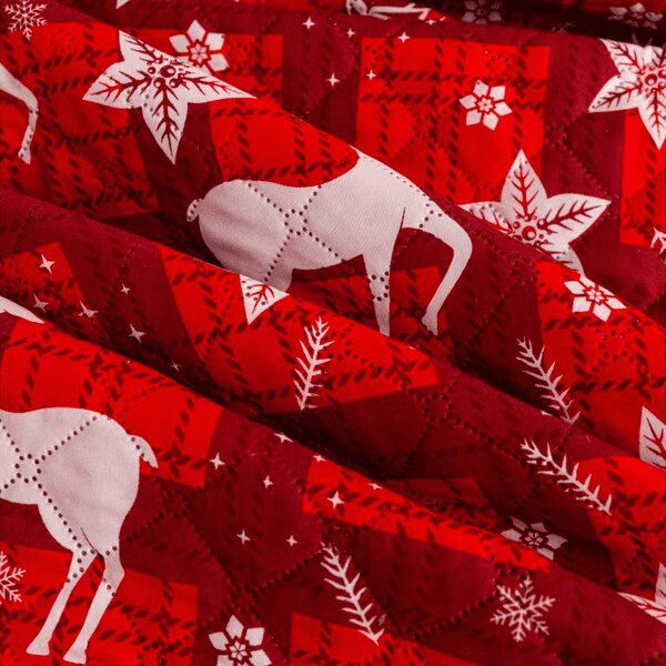 Prehoz na posteľ VELVET CHRISTMAS červený Rozmer: 170 x 210 cm