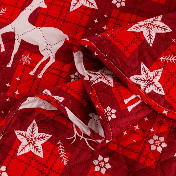 Prehoz na posteľ VELVET CHRISTMAS červený Rozmer: 170 x 210 cm