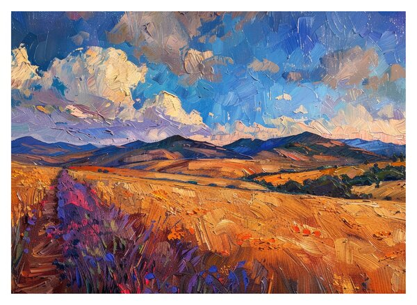 Sklenený obraz - Olejomaľba krajiny (70x50 cm)