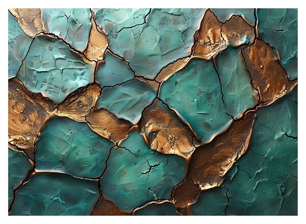 Sklenený obraz - Zeleno-zlatá maľba (70x50 cm)