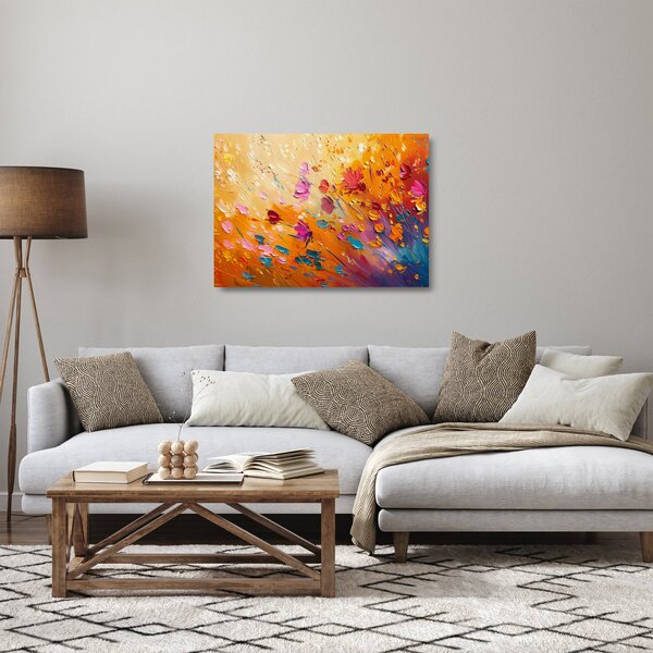 Sklenený obraz - Maľba farebných kvetov (70x50 cm)