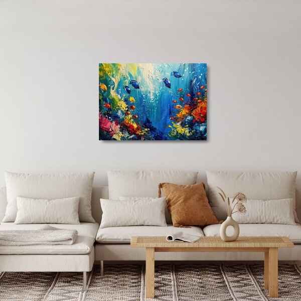 Sklenený obraz - Maľba podmorského sveta (70x50 cm)