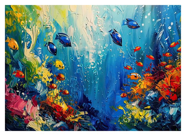Sklenený obraz - Maľba podmorského sveta (70x50 cm)