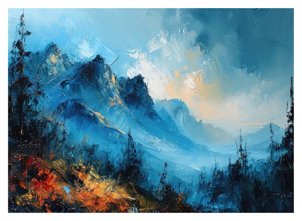 Sklenený obraz - Maľba hôr (70x50 cm)