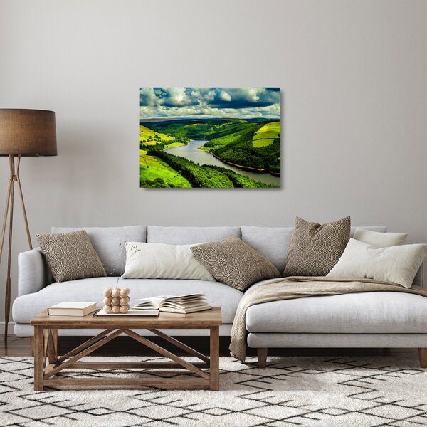 Sklenený obraz - Zelená krajina (70x50 cm)