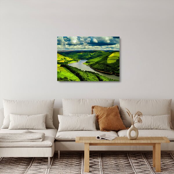 Sklenený obraz - Zelená krajina (70x50 cm)