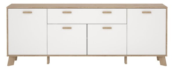 Biela/v prírodnej farbe komoda v dekore duba 196x73x39 cm Ikast – Tvilum