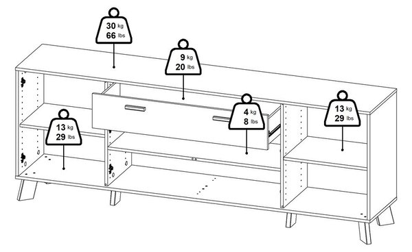 Biela/v prírodnej farbe komoda v dekore duba 196x73x39 cm Ikast – Tvilum