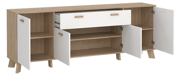 Biela/v prírodnej farbe komoda v dekore duba 196x73x39 cm Ikast – Tvilum