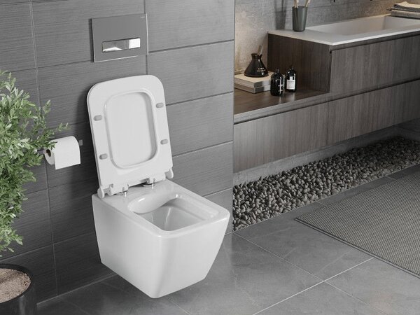 Mexen Vega WC misa Rimless so sedadlom s pomalým zatváraním slim, duroplast, biely lesk - 30654000