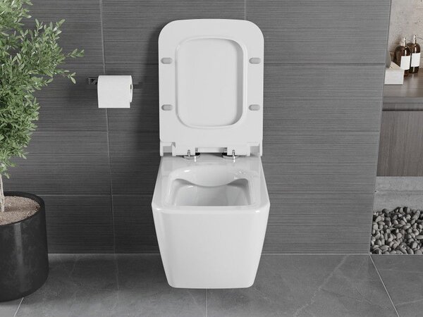 Mexen Vega WC misa Rimless so sedadlom s pomalým zatváraním slim, duroplast, biely lesk - 30654000