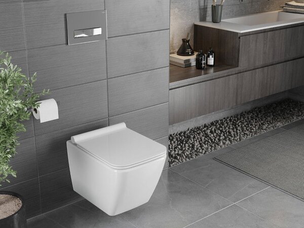 Mexen Vega WC misa Rimless so sedadlom s pomalým zatváraním slim, duroplast, biely lesk - 30654000