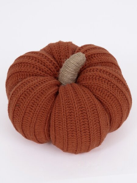 Jesenný vankúš - Pletená tekvica terakota 18 cm