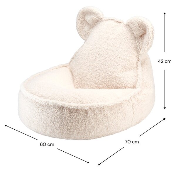Krémový detský sedací vak z textílie buklé Bear – Wigiwama