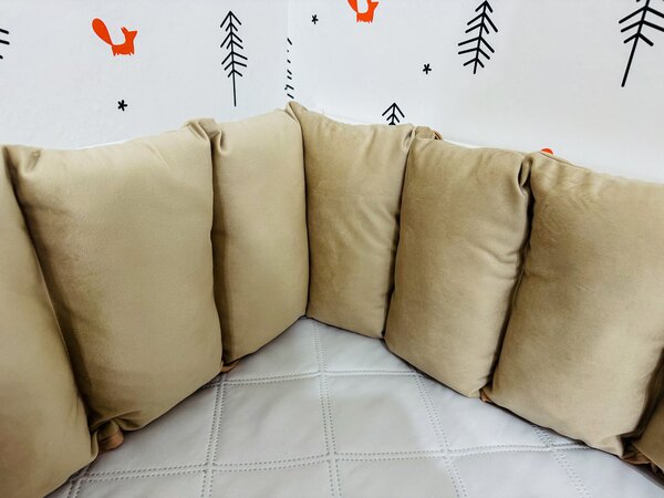Vulpi Sivý jednofarebný mantinel do postieľky Modul Velvet 180x25
