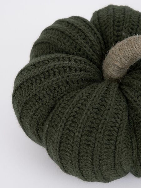 Jesenný vankúš - Pletená tekvica zelená 18 cm