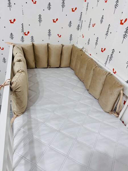Vulpi Sivý jednofarebný mantinel do postieľky Modul Velvet 180x25