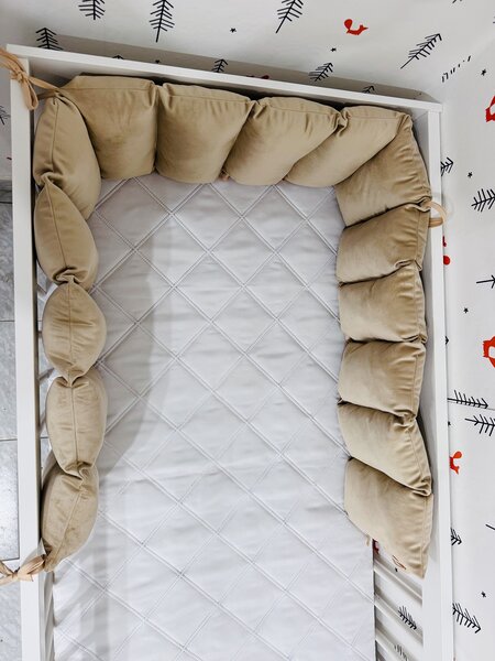 Vulpi Sivý jednofarebný mantinel do postieľky Modul Velvet 180x25