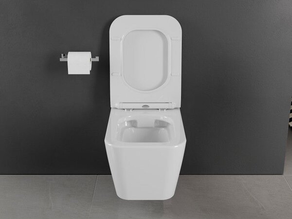 Mexen Cube WC misa Rimless so sedadlom s pomalým zatváraním slim, duroplast, biely lesk - 30924000