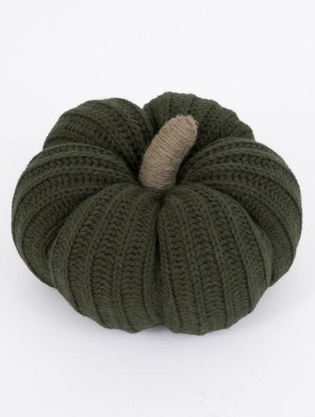 Jesenný vankúš - Pletená tekvica zelená 18 cm