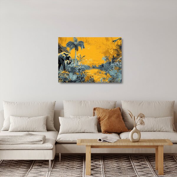 Sklenený obraz - Slon v prírode (70x50 cm)