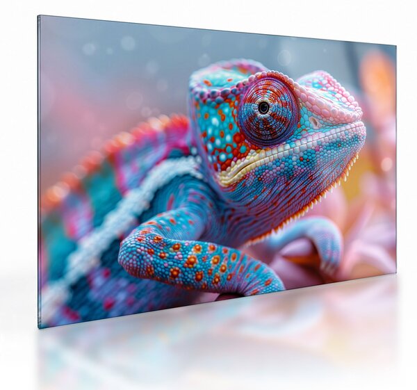 Sklenený obraz - Sfarbený chameleón (70x50 cm)