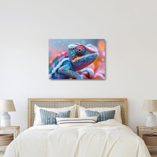 Sklenený obraz - Sfarbený chameleón (70x50 cm)