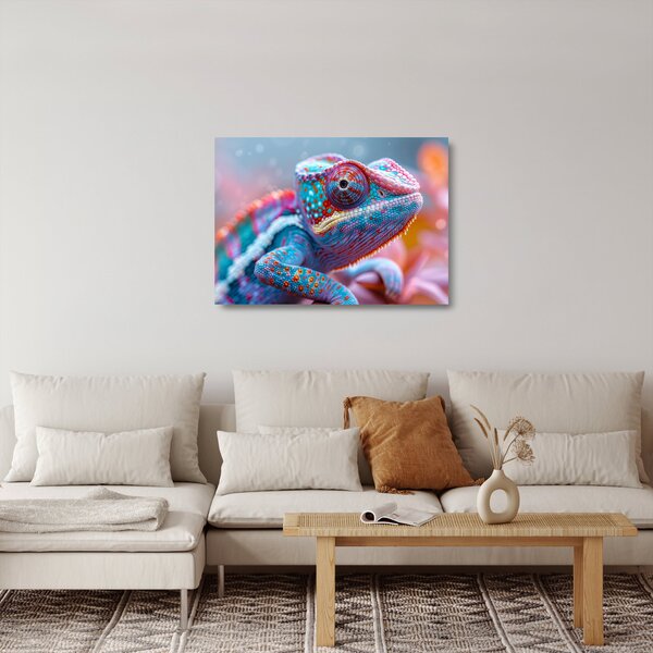 Sklenený obraz - Sfarbený chameleón (70x50 cm)