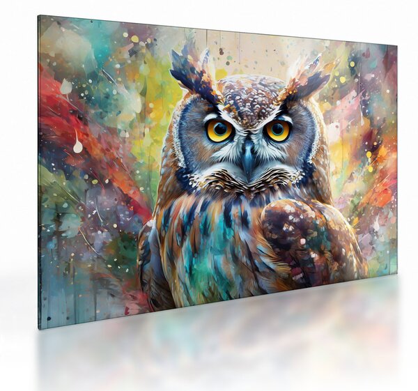 Sklenený obraz - Maľba sovy (70x50 cm)