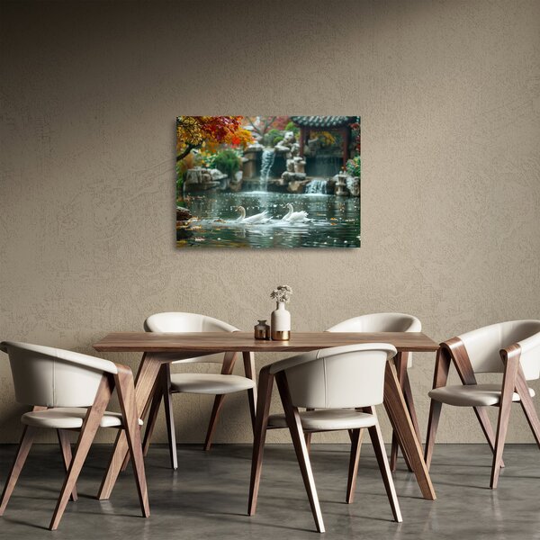 Sklenený obraz - Ázijské jazierko (70x50 cm)