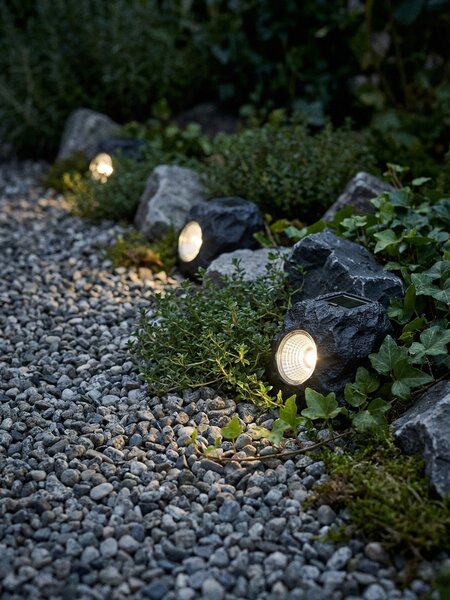 Sinsay - Záhradná solárna LED lampa v tvare kameňa - tmavosivá